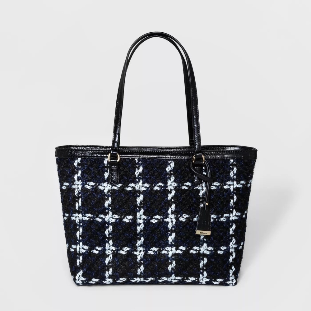NWT BORSANI Women's Black Ines Tweed Tote Bag
